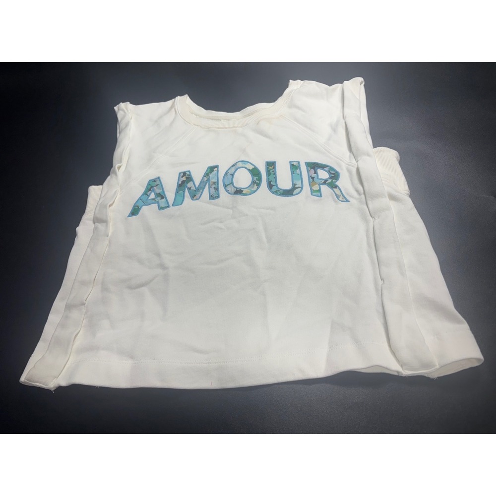 Anthropologie AMOUR Sweatshirt Cream French‎ Quote Graphic French Terry Size M